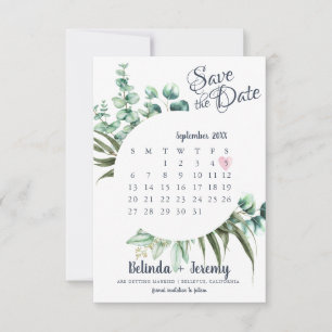 Save The Date Eucalyptus Verdure Rustique Enregistrer Le Calendr