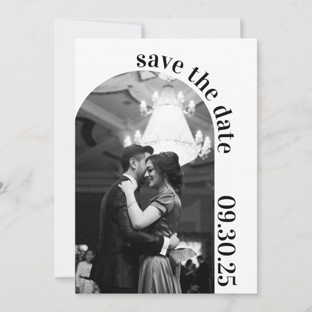 Save The Date Événement à Sauvegarder Formel Noir et Blanc (Devant)