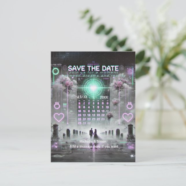 💌 "Save the Date: Ewige Glitch Wedding" 💌 Ankündigungspostkarte (Stehend Vorderseite)
