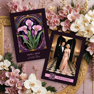 Save The Date Exquise Photo de Callas Mauve en Verre Cathédrale 