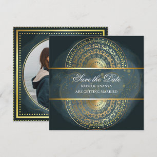 Save the Date, exquisite Hochzeit in Blau und Schw Einladung