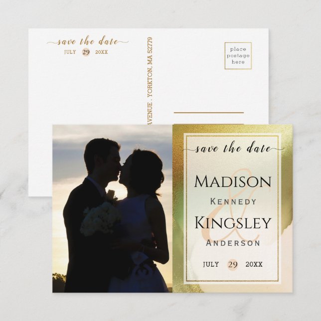 Save The Date Fab Chartreuse 🤵 Mariage audacieux et élégant à p (Devant / Derrière)