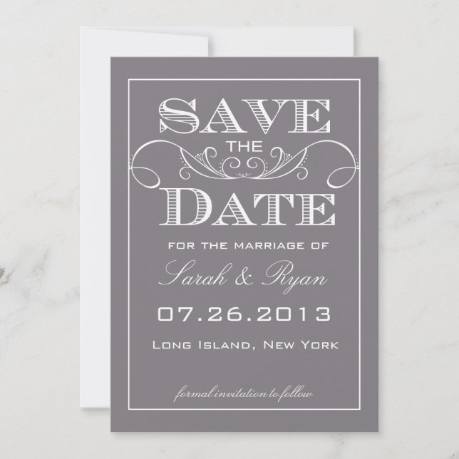 Save The Date Faire annonce de photo de sauvegarde élégante gris (Devant)
