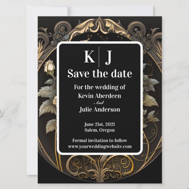 Save The Date Faire Enregistrer La Date En Or Enchanté (Devant)