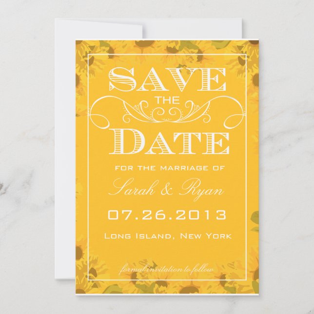 Save The Date Faire part d'annonce de mariage Tournesol (Devant)
