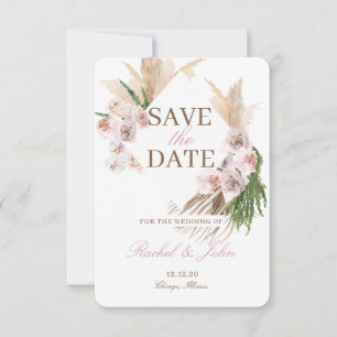 Save The Date Faire part de Boho Pampas Grass Blush Floral