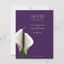 Save The Date Faire part de Calla Lily sur fond violet