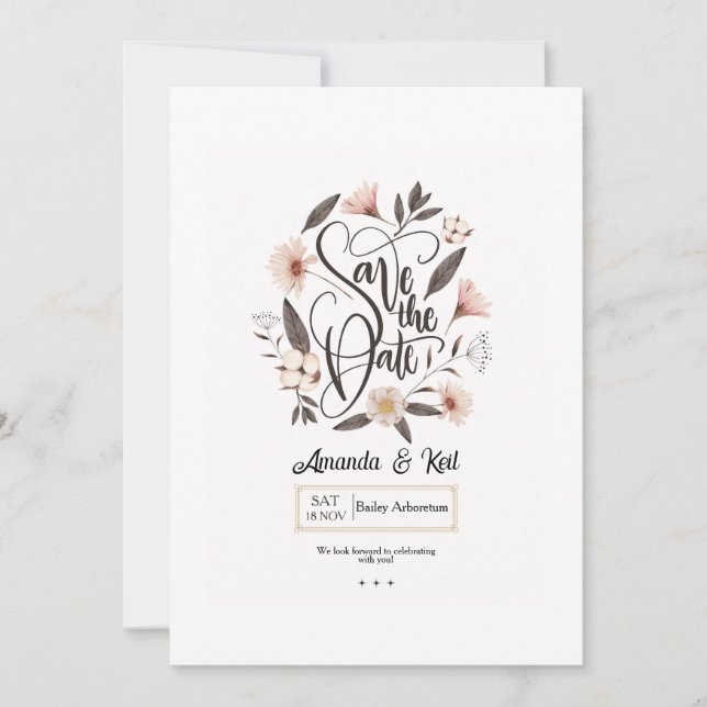 Save The Date Faire part de calligraphie pour annoncer la date (Devant)