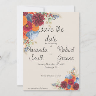 Save The Date Faire part de date automnal floral