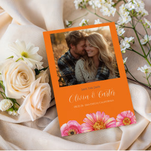 Save The Date Faire part de date de mariage avec photo et fleurs