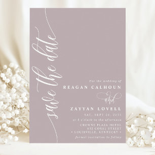 Save The Date Faire part de mariage à l'encre lavande poudrée, é