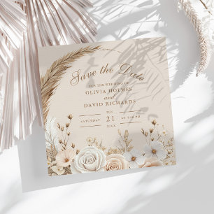 Save The Date Faire part de mariage beige fleur sauvage rustique