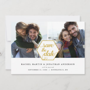 Save The Date Faire part de mariage Collage photo géométrique 2