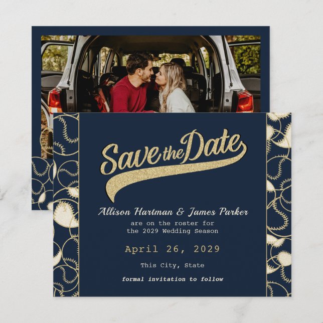Save The Date Faire part de mariage de baseball (Devant / Derrière)