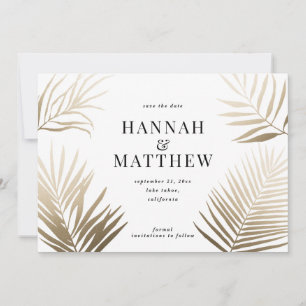 Save The Date Faire part de mariage feuille de palmier dorée
