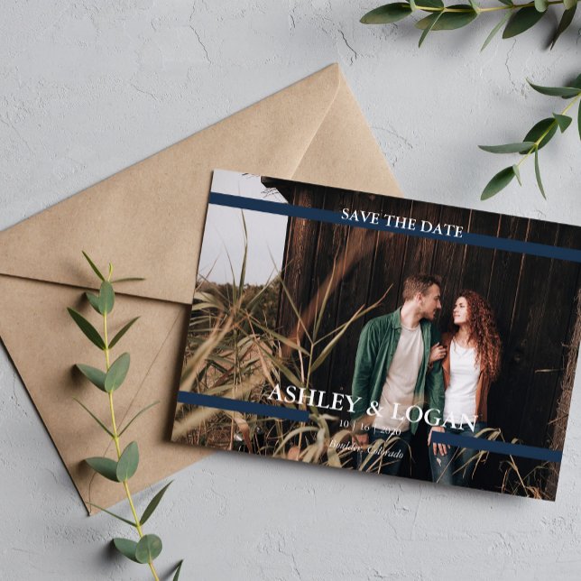Save The Date Faire part de mariage moderne simple bleu (Créateur téléchargé)