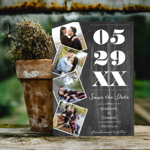Save The Date Faire part de mariage rustique gras quatre photos 