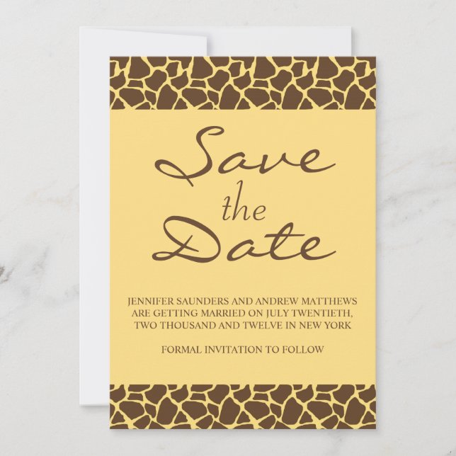 Save The Date Faire part de mariage Safari Monogramme à sauvegar (Devant)