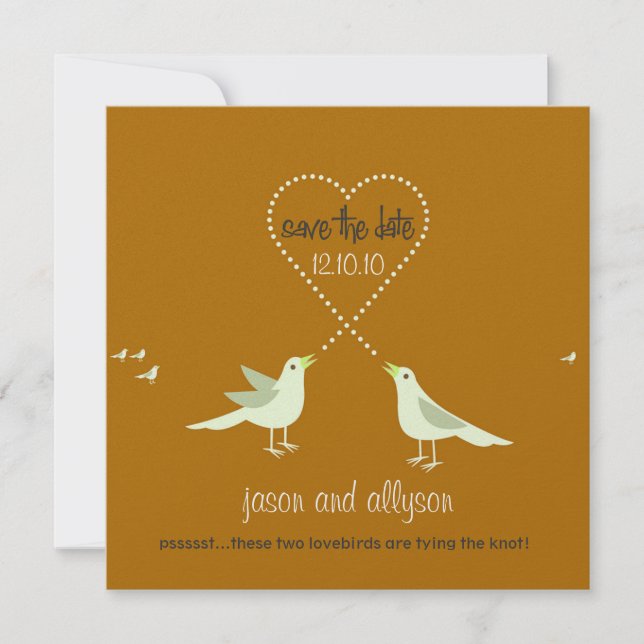 Save The Date Faire part de mise en garde avec des tourtereaux { (Devant)
