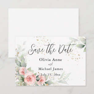 Save The Date Faire part de Roses Aquarelle Rose Tendres