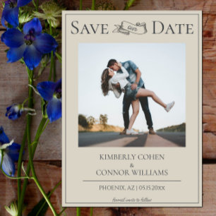 Save The Date Faire part moderne photo beige