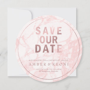 Save The Date Faire suivre par PixDezines Date/Rose Gold/Marbre