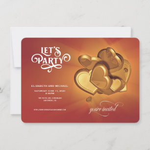 Save The Date Faisons la fête Gold Hearts Enregistrer la date (v