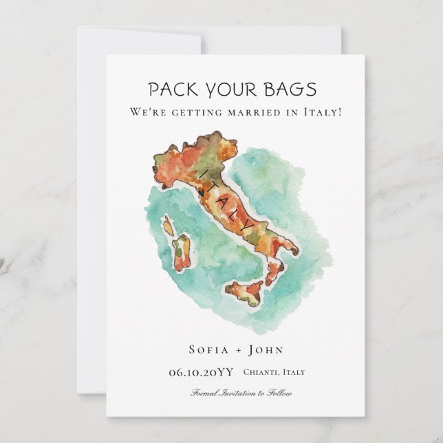 Save The Date Faites vos valises Italie Mariage de destination (Devant)