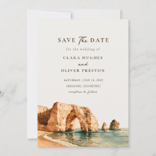 Save The Date Falaise de l'Algarve ensoleillée Portugal Mariage