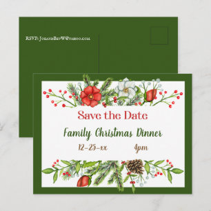 Save the Date Familienweihnachtsessen einladen Postkarte