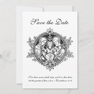 Save The Date Famille catholique noire et blanche