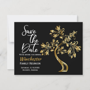 Save The Date Famille Réunion Moderne Arbre Or Enregistrer La Da