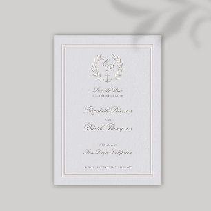 Save The Date Faux Embossed Ancre Nautique Ivory Mariage formel