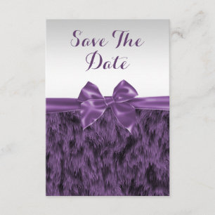 Save The Date Faux Fur & Purple Bow Anniversaire Enregistrer La