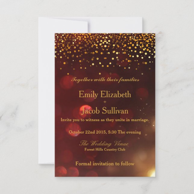 Save The Date Faux Gold Foil Confetti Mariage Élégant Enregistre (Devant)