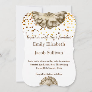 Save The Date Faux Gold Parties scintillant Foil Daisy Inspiré M