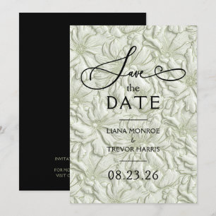 Save The Date Faux Mariage Floral Vert Sauge Mariage