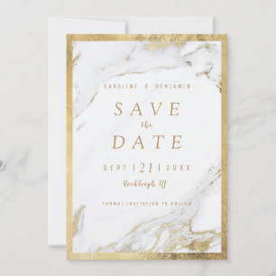 Save The Date Faux or feuille marbre luxe moderne enregistrer la