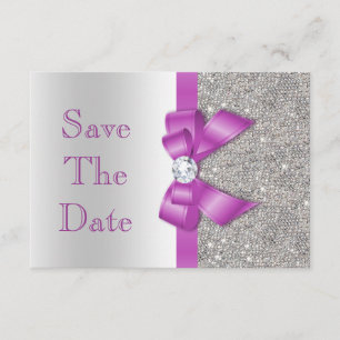 Save The Date Faux Purple Bow Diamonds Enregistrer Le Baby showe