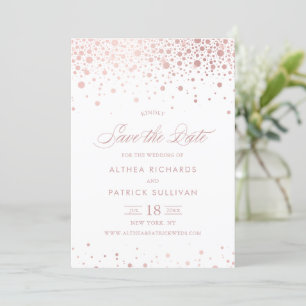 Save The Date Faux rose gold papier métallisé confettis mariage