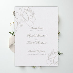 Save The Date Faux Roses en relief Perle Formel Mariage Classiqu
