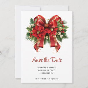 Save The Date Festive de Noël rouge et or