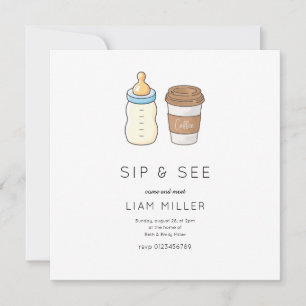 Save The Date Fête bébé Sip and See Minimaliste