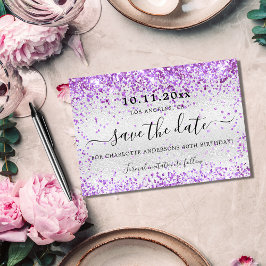 Save The Date Fête d'anniversaire argent violet violet parties s