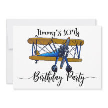 Fête d'anniversaire avec biplan bleu et jaune