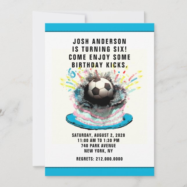 Save The Date Fête d'anniversaire de football (Devant)