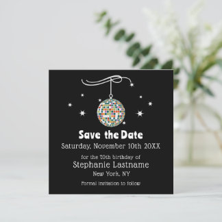 Save The Date Fête d'anniversaire disco rétro des années 70 sur 