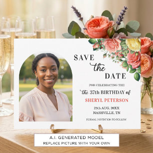 Save The Date Fête d'anniversaire élégante florale 37 ans