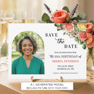 Save The Date Fête d'anniversaire élégante florale 55 ans