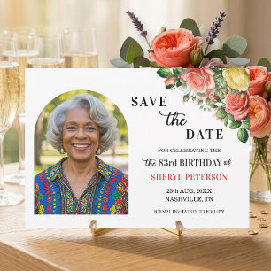 Save The Date Fête d'anniversaire élégante florale 83 ans